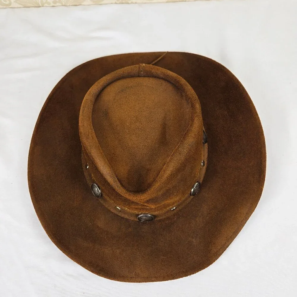 Minnetonka Size Medium Brown Leather The Outback Buffalo Nickel Hat Unisex